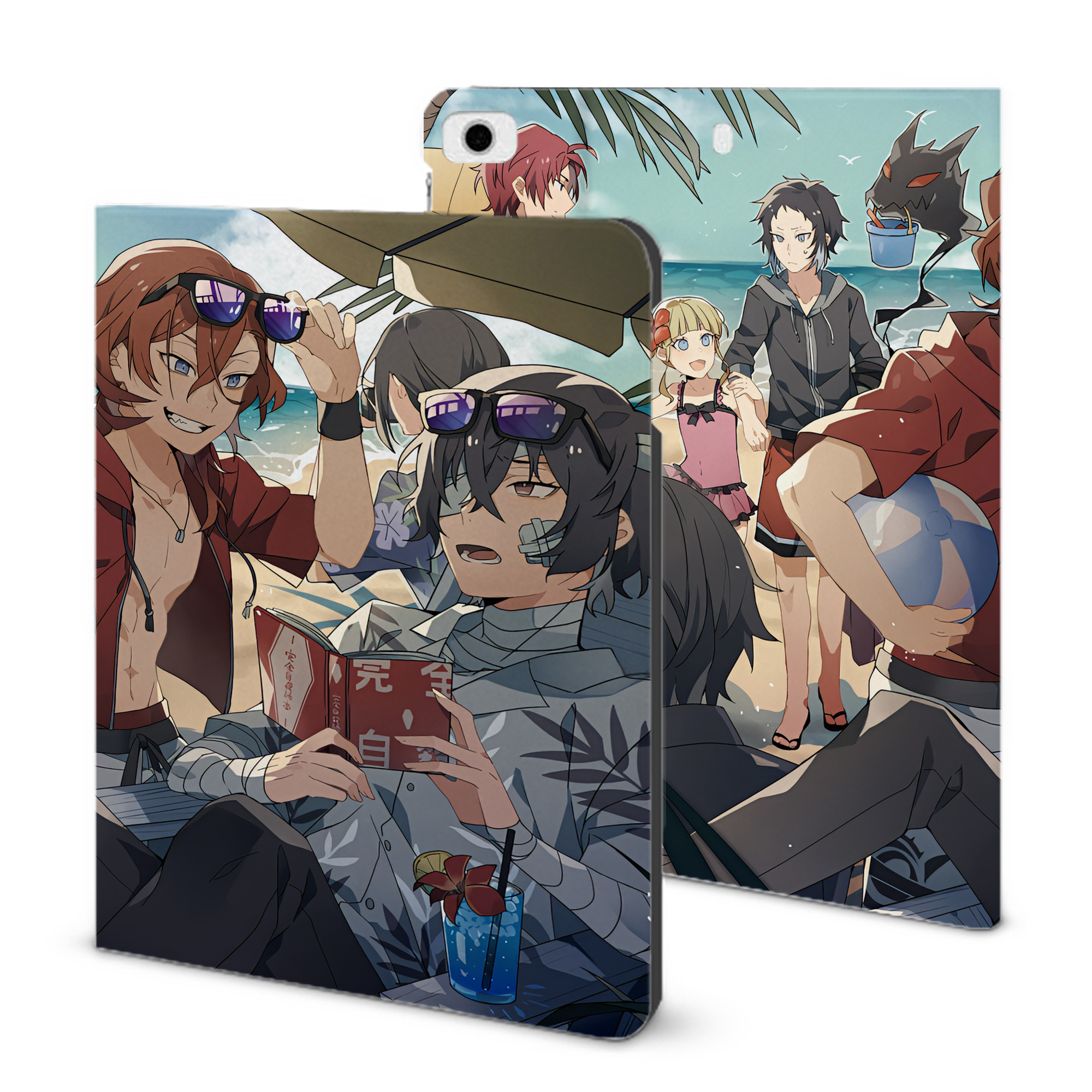 （画像用） 文豪ストレイドッグス Bungo Stray Dogs IPad ケース ブック型 PUレザー TPU 耐衝撃 軽量 薄型 ペン収納なし 全面保護 IPad 各モデル対応